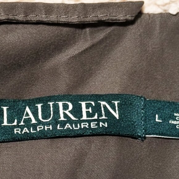 Ralph Lauren Women Green Quilted Jacket Faux Sherpa Collar (L Size) EST MCMLXVII - Picture 12 of 12